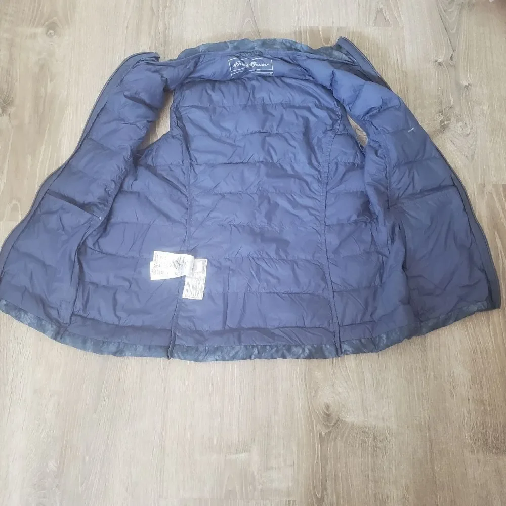 Eddie Bauer Womens EB650 Down Full‎ Zip Puffer Vest Jacket Small Marble Blue